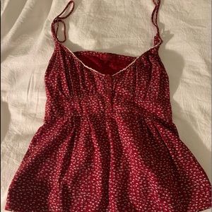 Brandy Melville red button down tank with flowers